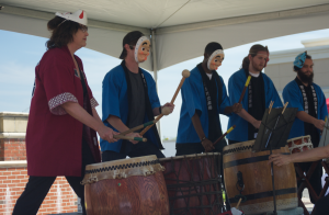The University of Alabama's taiko drumming group provided a concert and invited the crowd to try out their drums.
