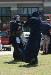 The local kendo sword club provided a demonstration using this Japanese form of combat.