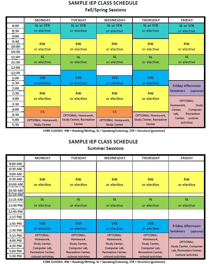 Sample Schedule - IEP